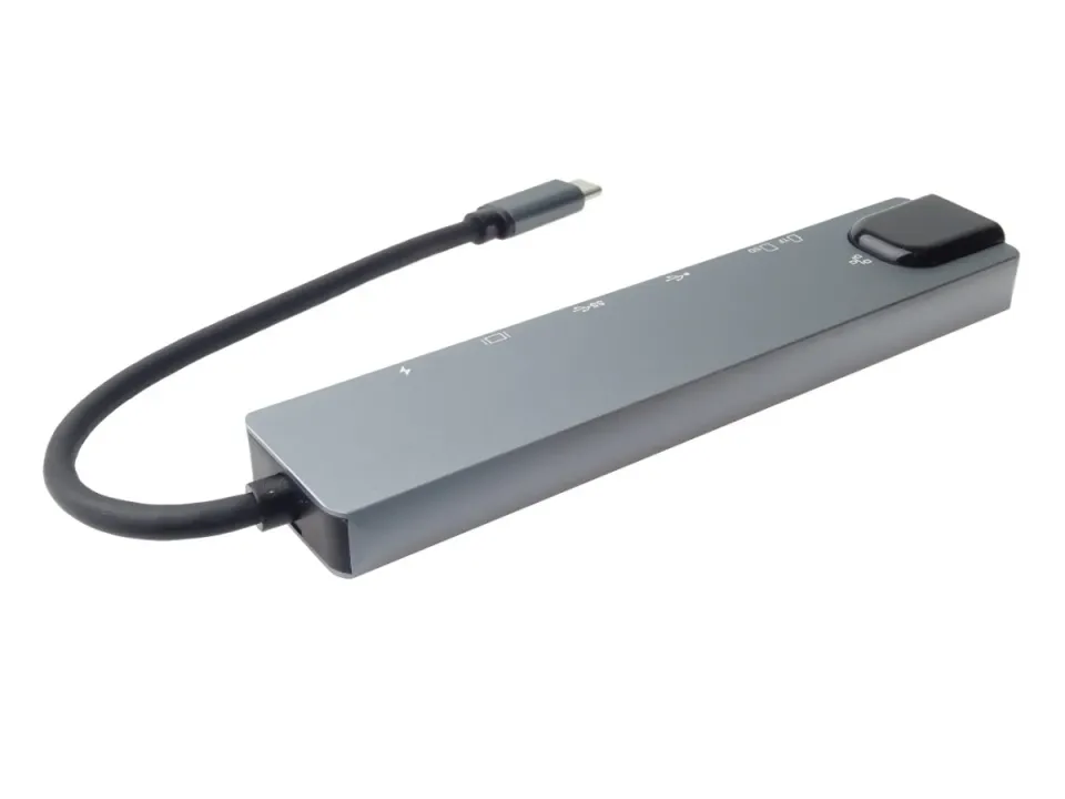 PremiumCord USB-C na HDMI + USB3.0 + USB2.0 + PD + SD/TF + RJ45 adaptér