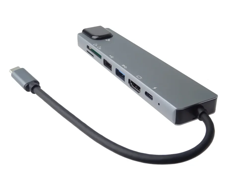 PremiumCord USB-C na HDMI + USB3.0 + USB2.0 + PD + SD/TF + RJ45 adaptér