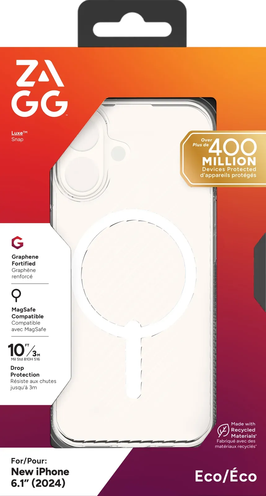 ZAGG kryt Luxe Snap Apple iPhone 16 Průhledný