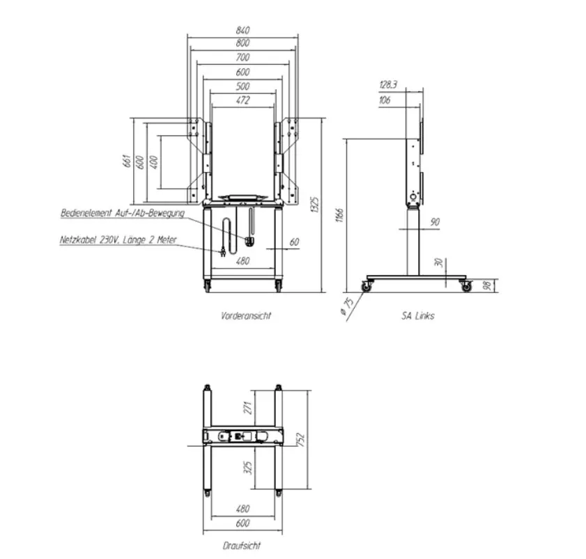 Mobilní stojan MEBIKON eQ Lift Next Mobil Compact 80mm/s