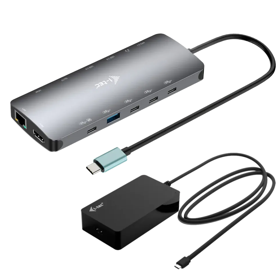 i-tec USB-C Metal Nano 3x Display Dock, 2x HDMI 1x USB-C video, PD 140W + i-tec