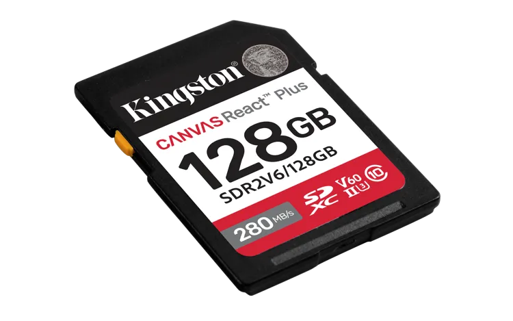 KINGSTON 128GB Canvas React Plus SDXC UHS-II 280R/100W U3 V60 for Full HD/4K