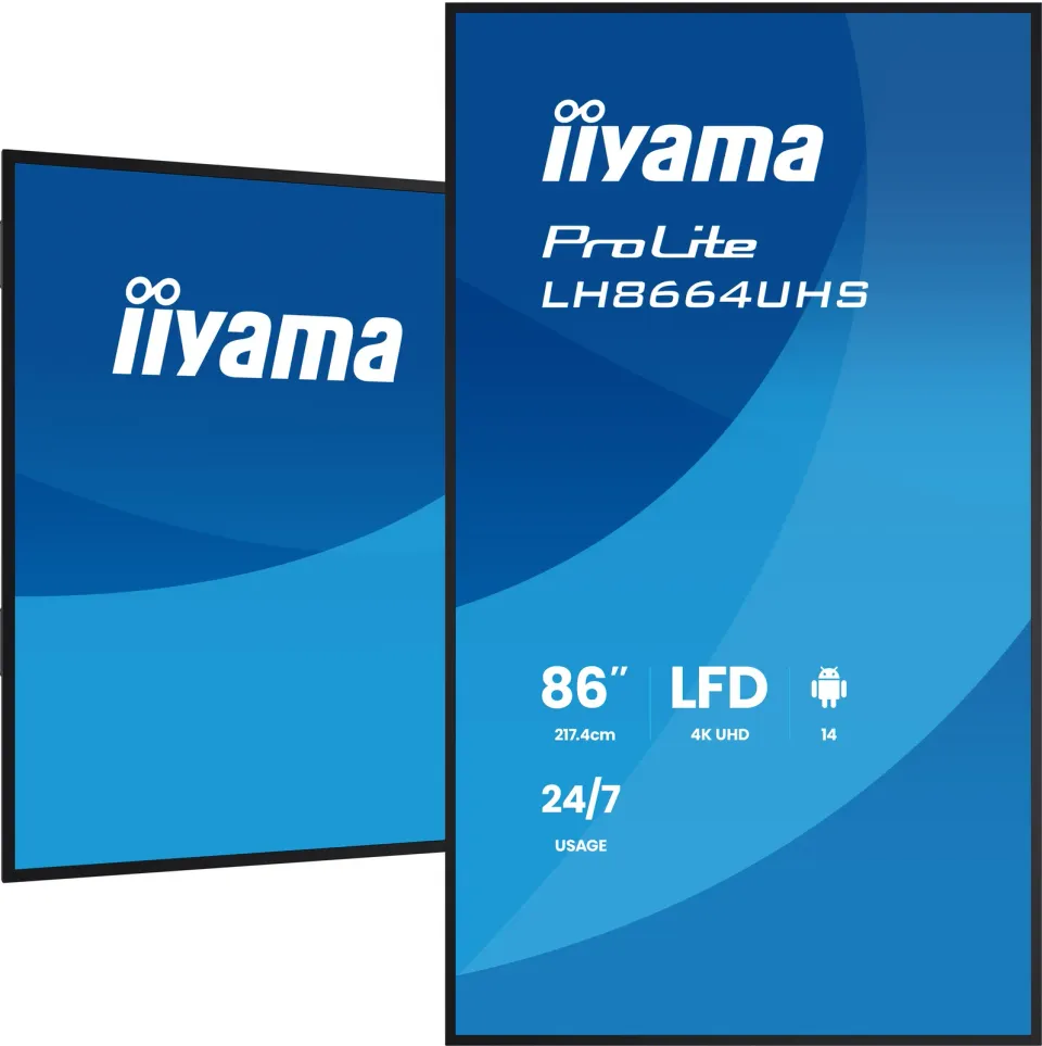 86" iiyama LH8664UHS-B3AG:IPS,4K,ANDR 14,24/7