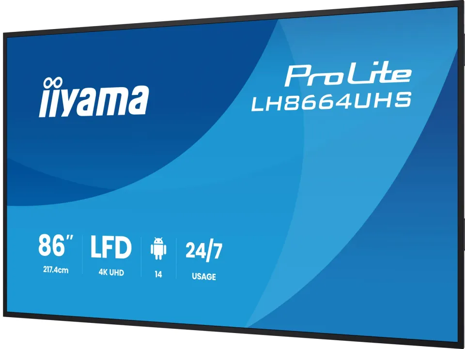 86" iiyama LH8664UHS-B3AG:IPS,4K,ANDR 14,24/7
