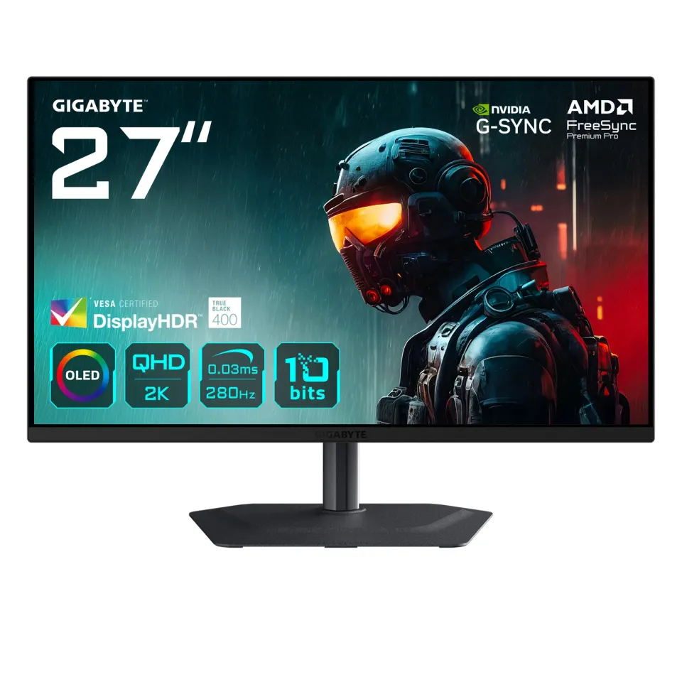 GIGABYTE LCD - 27" Gaming monitor MO27Q2A, OLED, 2560x1440 QHD, 280Hz, 1.5M:1, 250cd/m2;1000 cd/m2, 0.03ms, 2xHDMI, 1xDP