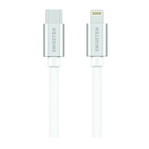 Swissten Datový Kabel Textile USB-C / Lightning Mfi 1,2 M Stříbrný