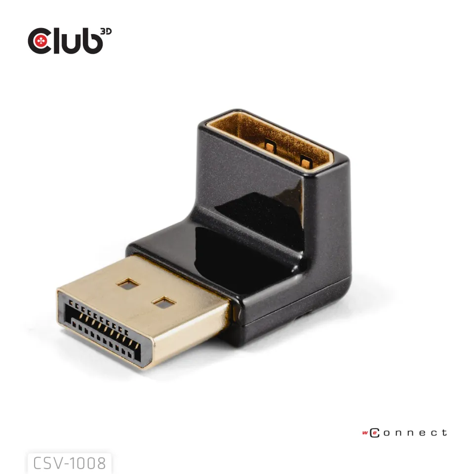 Club3D Adaptér DisplayPort na DisplayPort 1.4, 4K120Hz, 8K30Hz, 90°
