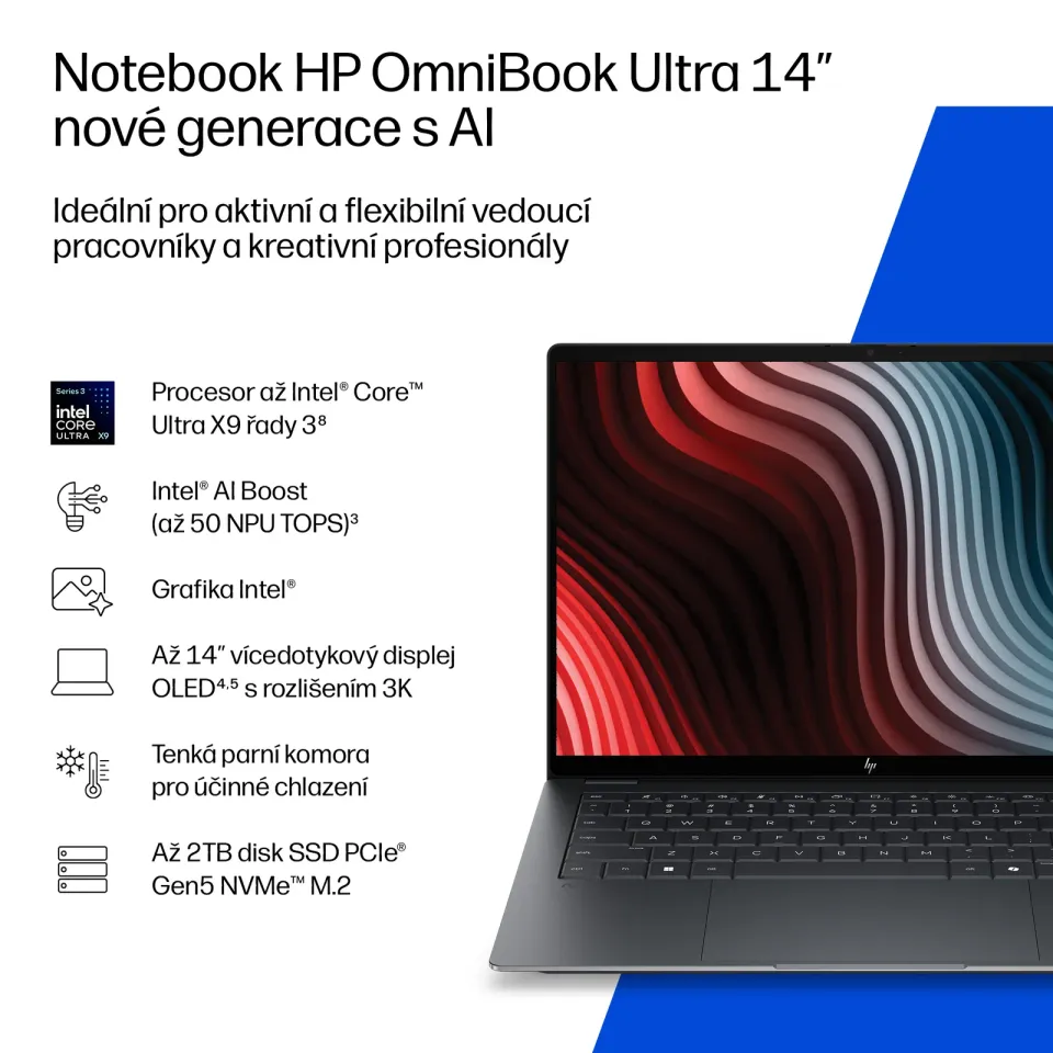NTB HP OmniBook Ultra NG AI PC 14-kd0071ncx,Ultra 7 356H (16C) 50 NPU TOPs,50 TOPS,14.0" 3K,16GB,512GB SSD,Win11 Pro,2Y