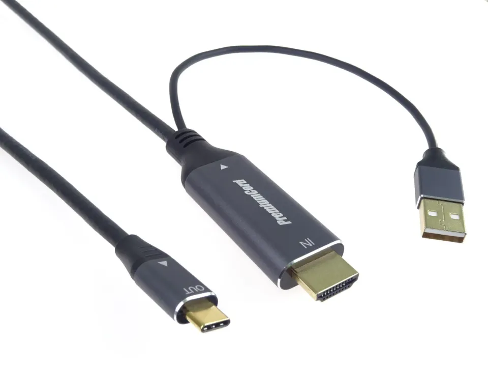 PremiumCord HDMI2.0 na USB-C kabel pro monitory s USB-C konektorem, 4K@60Hz,1080