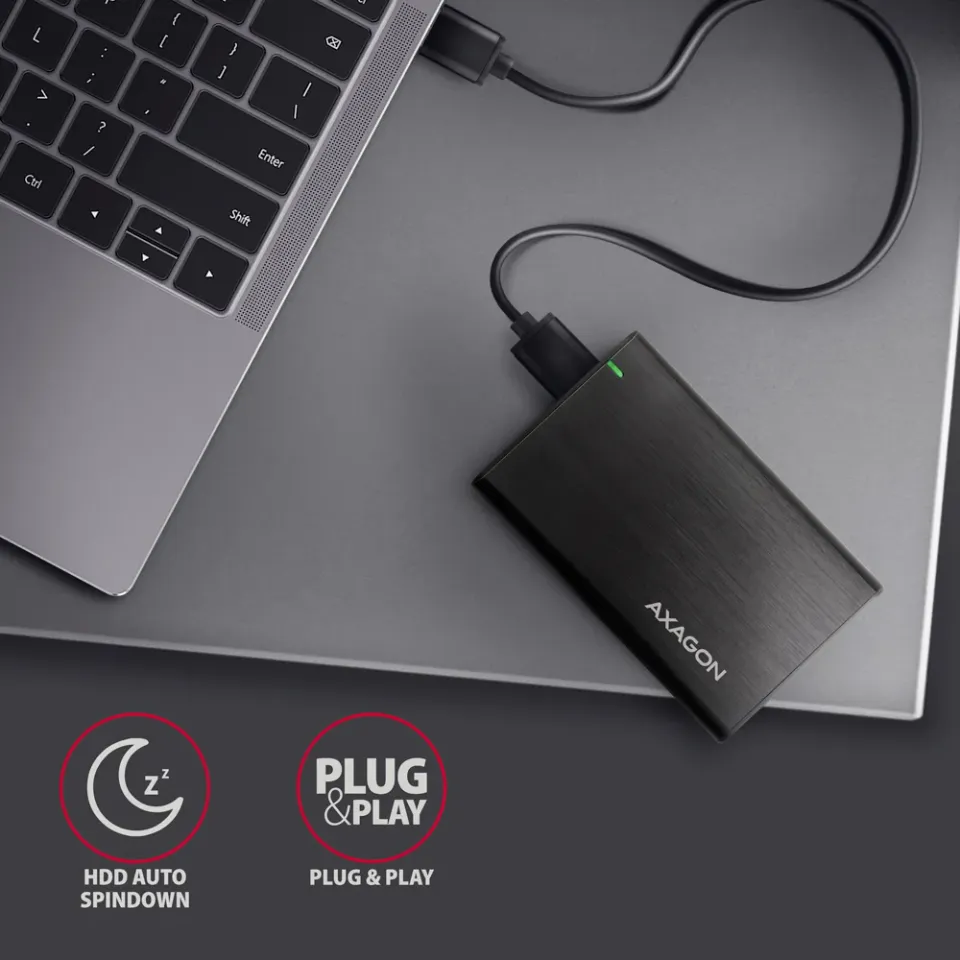 AXAGON EE25-A6M SuperSpeed USB 3.2 Gen 1 typ A-M, externí hliníkový box pro 2,5"