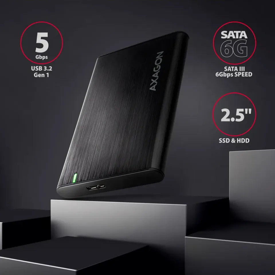 AXAGON EE25-A6M SuperSpeed USB 3.2 Gen 1 typ A-M, externí hliníkový box pro 2,5"