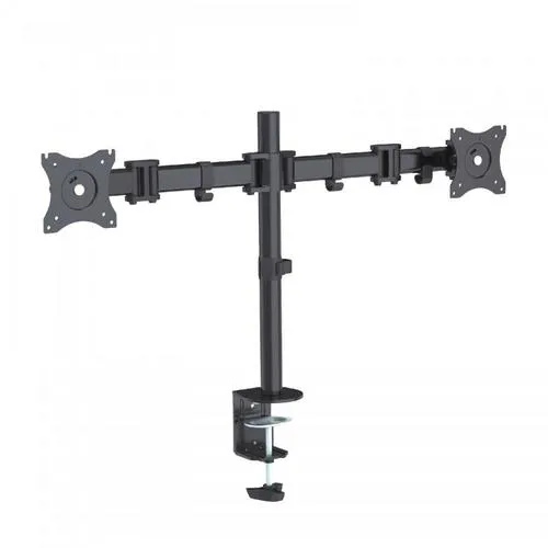 SBOX LCD-352/2 otočný stolní držák s náklonem a dvojitým ramenem pro 2x LCD 13-27" (33-69cm), do 8kg, VESA od 75x75 do 100x100, černý (revolving desktop stand with tilt and double arm)