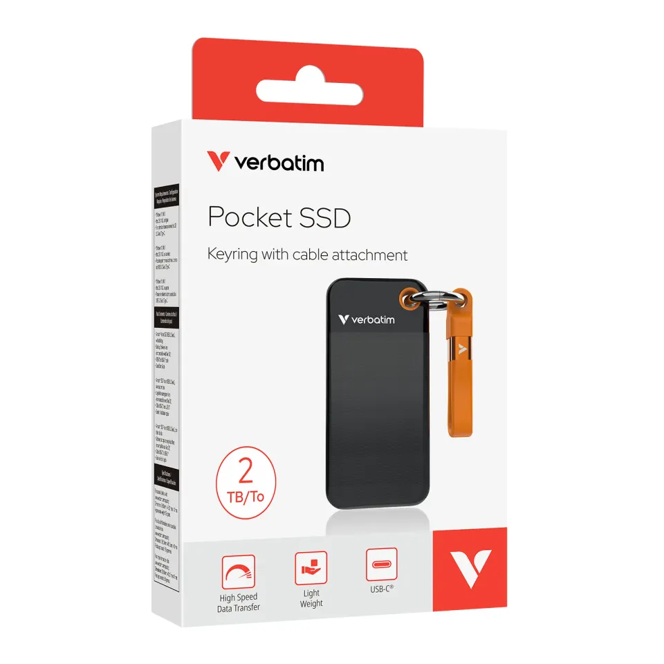 VERBATIM Pocket SSD 2TB, USB-C 3.2 Gen 2, černá/oranžová