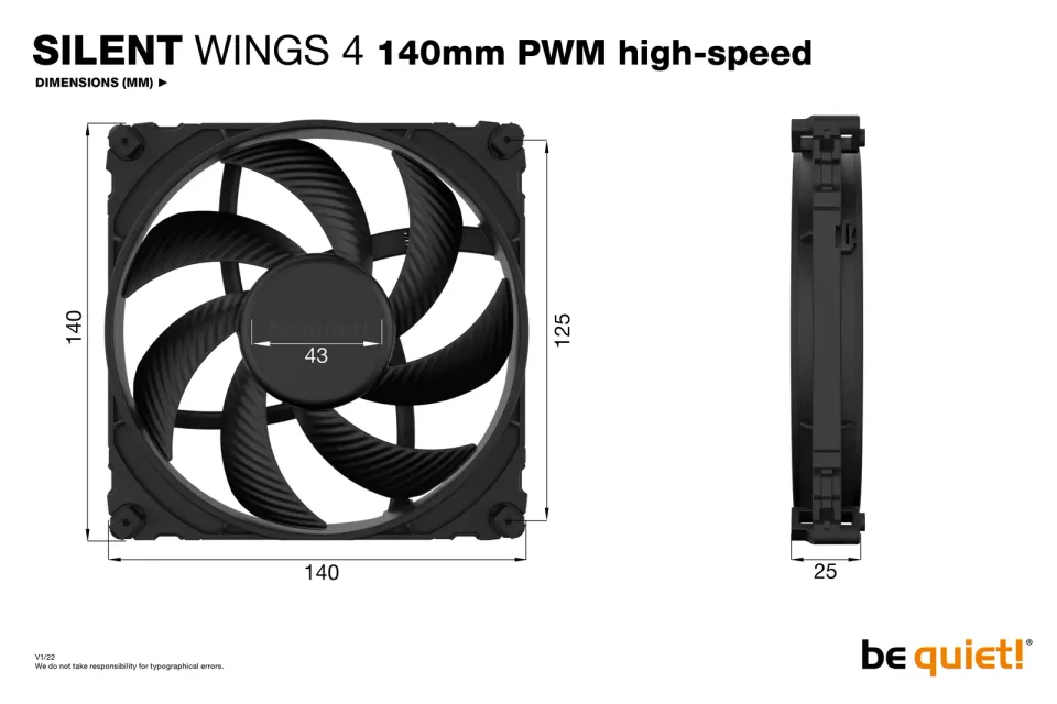 Be quiet! / ventilátor Silent Wings 4 high-speed / 140mm / PWM / 4-pin / 29,3dBA