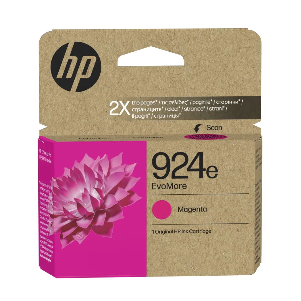 HP 4K0U8NE originální náplň purpurová č.924e magenta cca 800 stran (magenta, pro HP OfficeJet 8122e, 8132e)