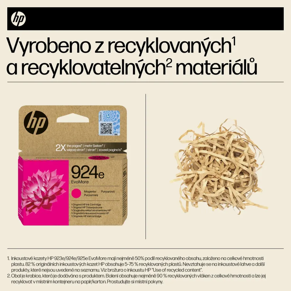 HP 4K0U8NE originální náplň purpurová č.924e magenta cca 800 stran (magenta, pro HP OfficeJet 8122e, 8132e)