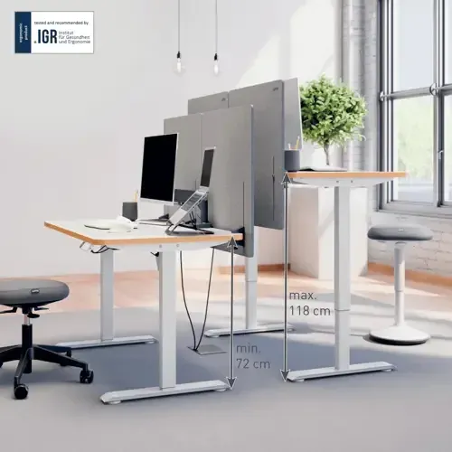 LEITZ Výškově nastavitelný elektrický ergonomický stůl Leitz Ergo bílý 120x70 cm