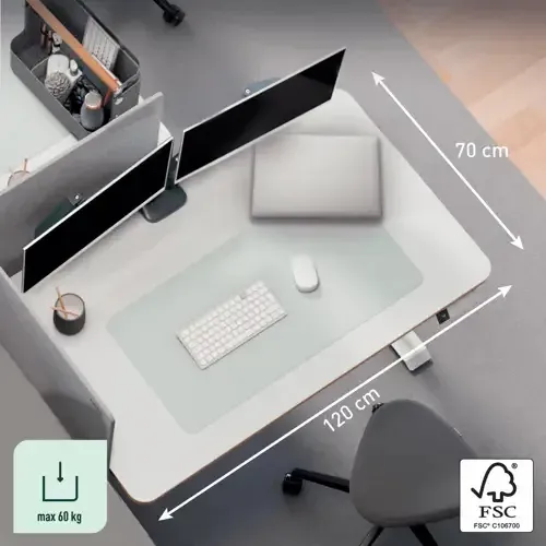 LEITZ Výškově nastavitelný elektrický ergonomický stůl Leitz Ergo bílý 120x70 cm