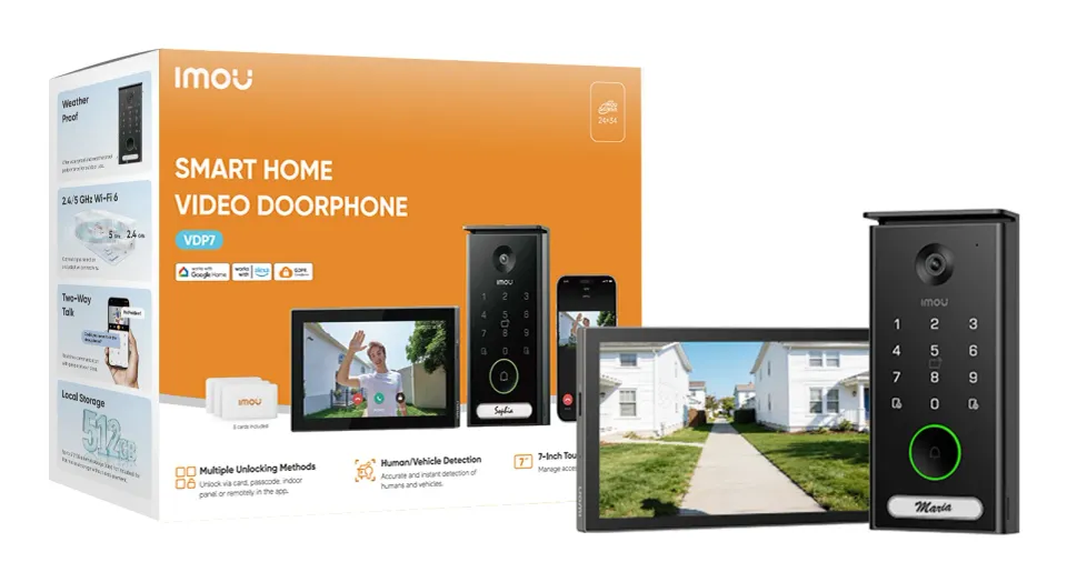 Imou chytrý domácí interkom VDP7/ Wi-Fi/ 5Mpix/ 7" dotykový display/ H.265/ černý/ CZ app