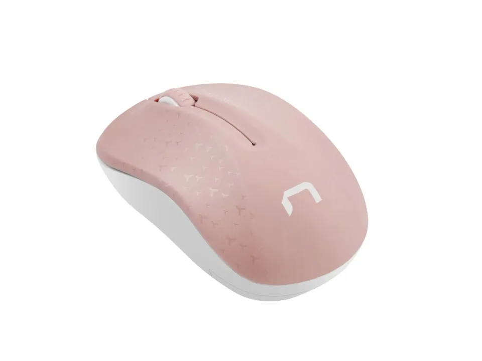 Natec optická myš TOUCAN/1600 DPI/Cestovní/Optická/1 600 DPI/Bezdrátová USB/Bílá-růžová