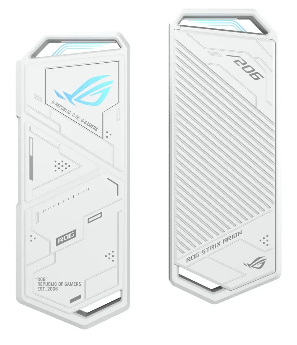 ASUS Externí box pro SSD M.2, ROG STRIX ARION, USB-C 3.2, Délka 30-80 mm, AURA RGB, Bílá