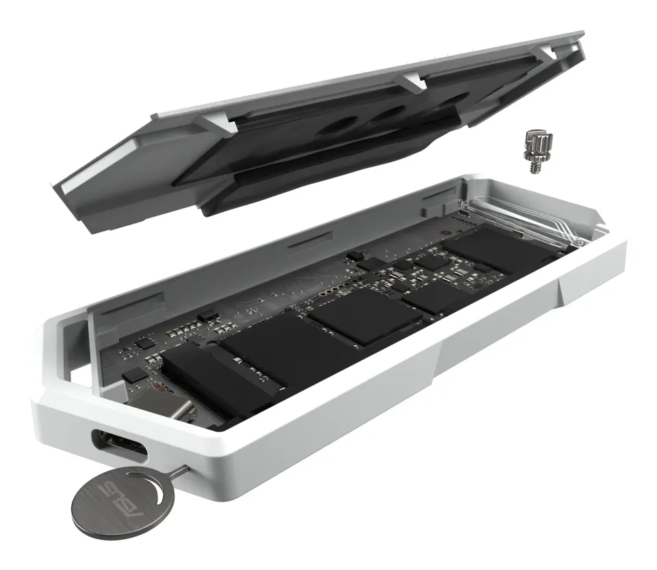 ASUS Externí box pro SSD M.2, ROG STRIX ARION, USB-C 3.2, Délka 30-80 mm, AURA RGB, Bílá