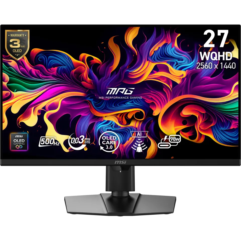 MSI MPG/271QR QD-OLED X50/26,5"/QD-OLED/QHD/500Hz/0,03ms/Černá/3R