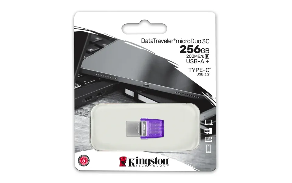 KINGSTON 256GB DataTraveler microDuo 3C 200MB/s dual USB-A + USB-C