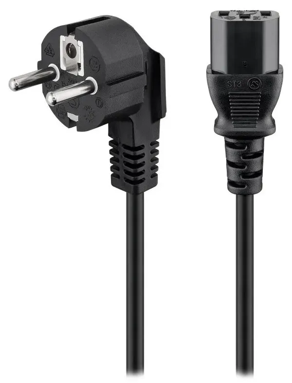 PremiumCord napájecí kabel 240V, délka 1m CEE7 pravoúhlý/IEC C13