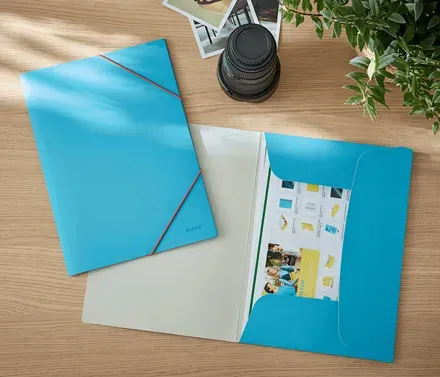 LEITZ Desky Cosy hebké se 3 chlopněmi a gumičkou, kartonové klidná modrá