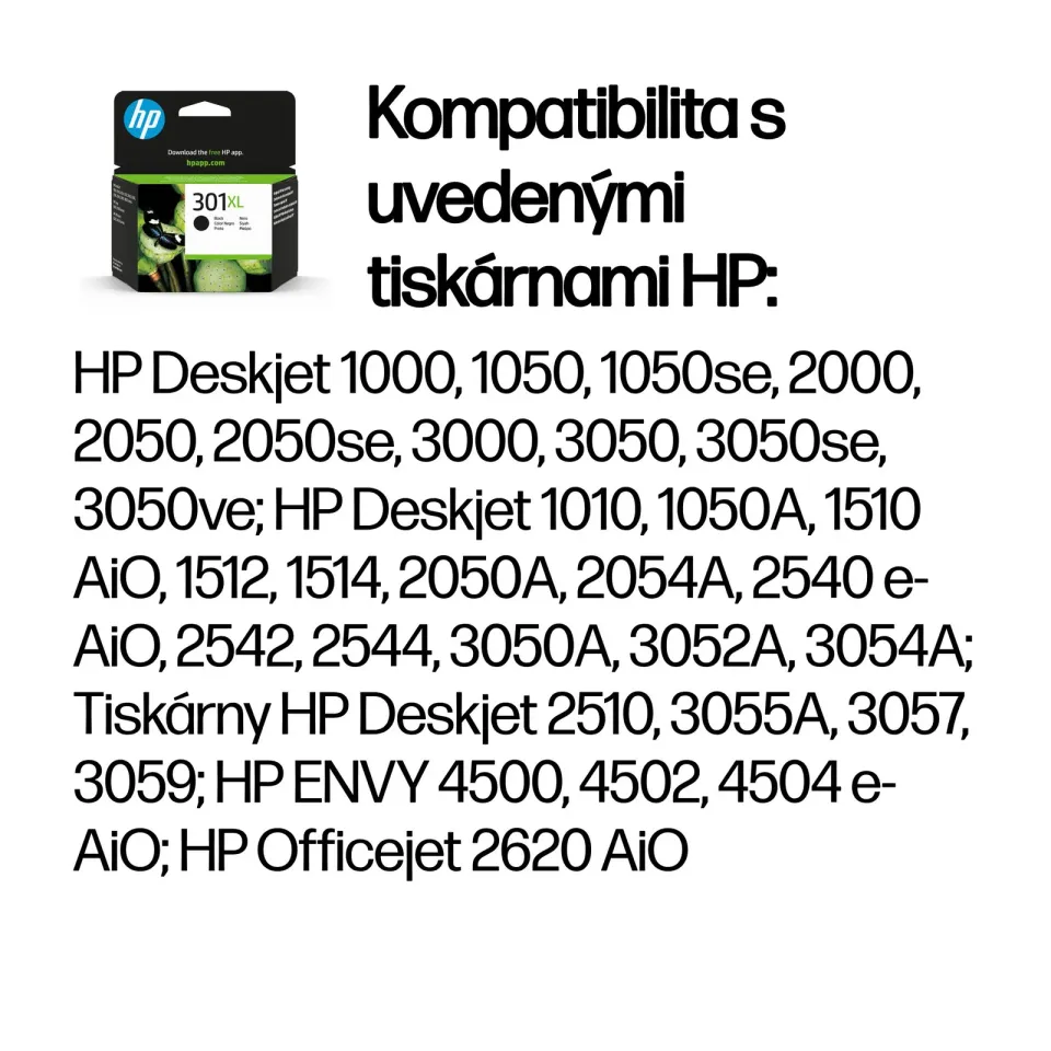 HP CH563EE originální náplň černá č.301XL black, velká (430stran, pro Deskjet 1050, 1510, 2050, 2514, OJ2620)