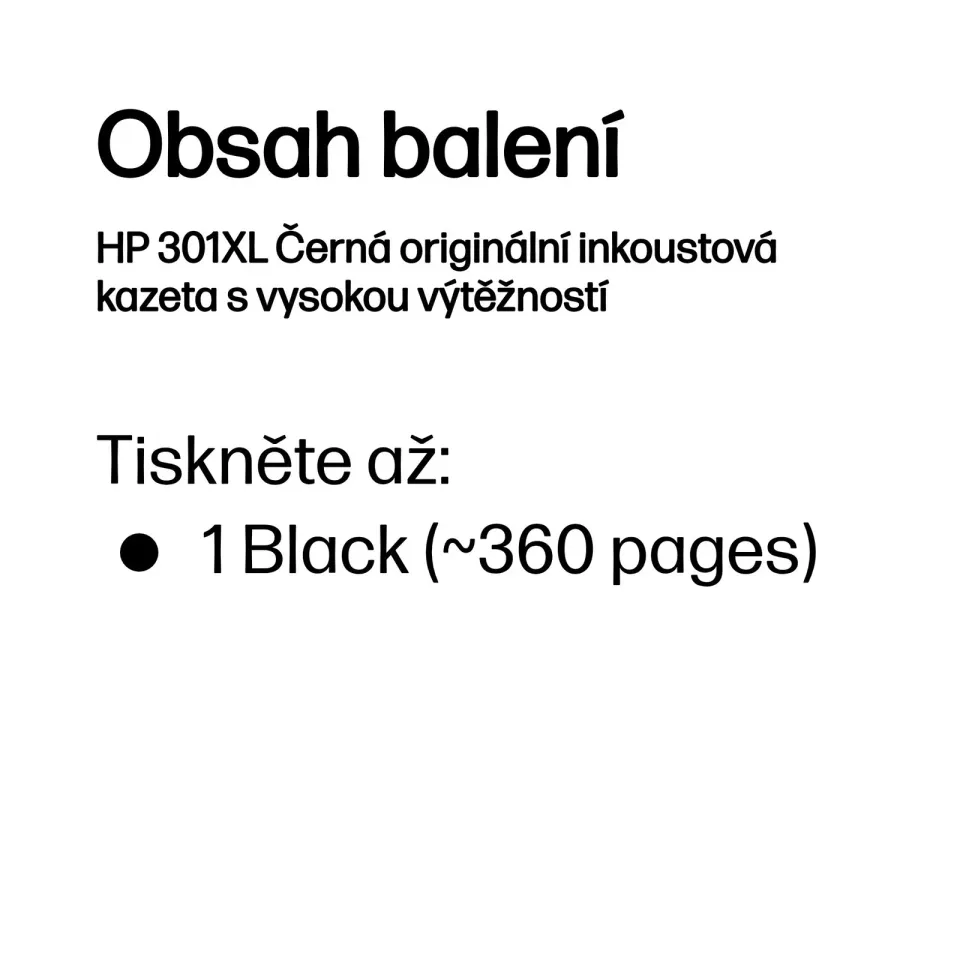 HP CH563EE originální náplň černá č.301XL black, velká (430stran, pro Deskjet 1050, 1510, 2050, 2514, OJ2620)
