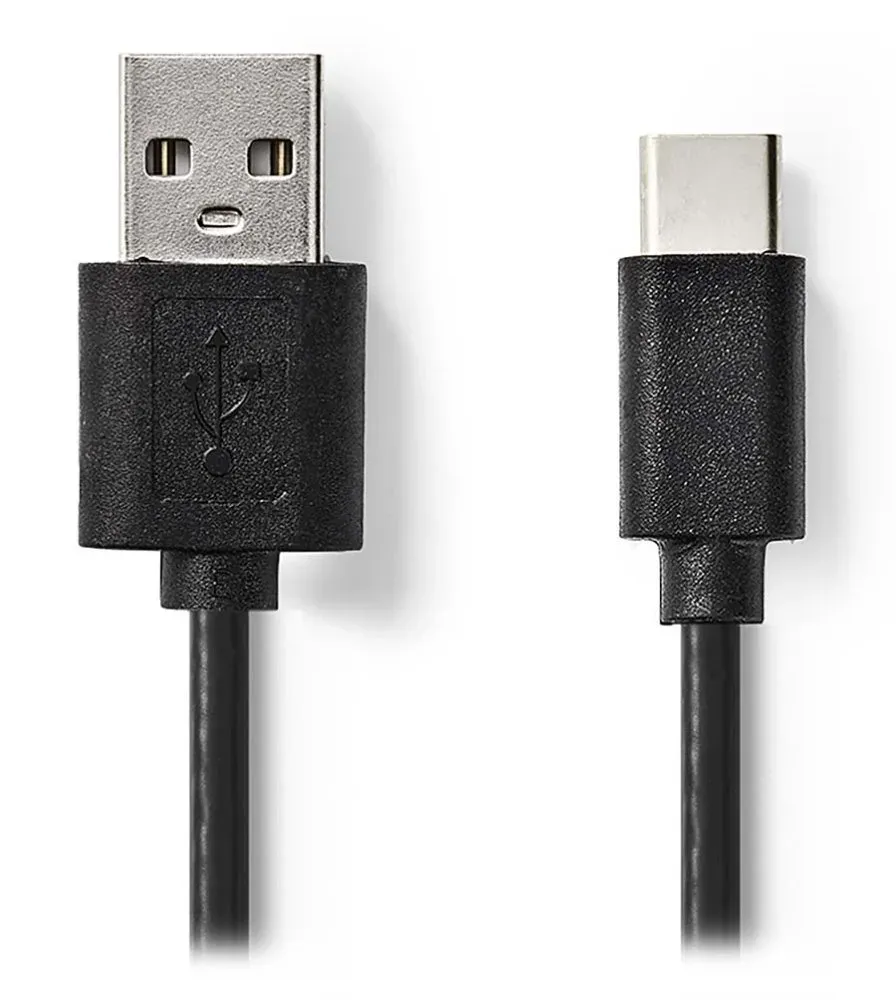 NEDIS kabel USB 2.0/ zástrčka USB-A - zástrčka USB-C/ 5 W/ 480 Mbps/ poniklovaný/ černý/ bulk/ 2m