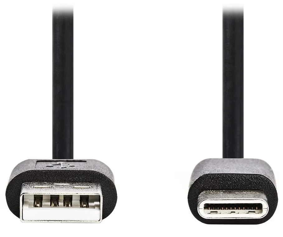 NEDIS kabel USB 2.0/ zástrčka USB-A - zástrčka USB-C/ 5 W/ 480 Mbps/ poniklovaný/ černý/ bulk/ 2m