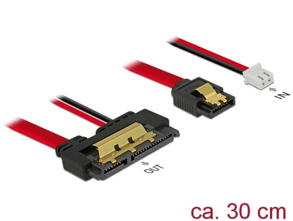 Delock Kabel SATA 6 Gb/s 7 pin samice + 2 pin napájecí samice > SATA 22 pin sami