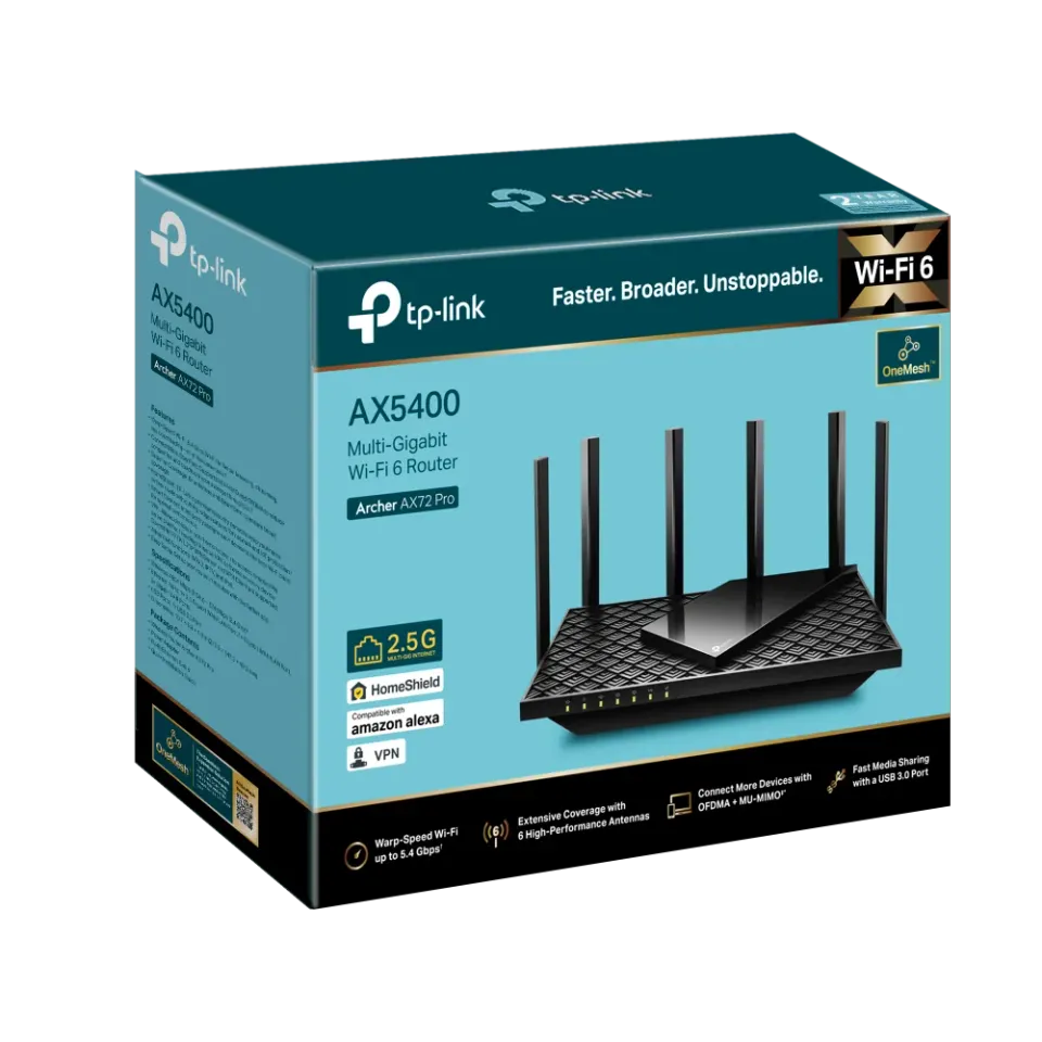 TP-Link Archer AX72 Pro - Multi-Gig 2,5 Gbps AX5400 Wi-Fi 6 router , 1× USB 3.0,