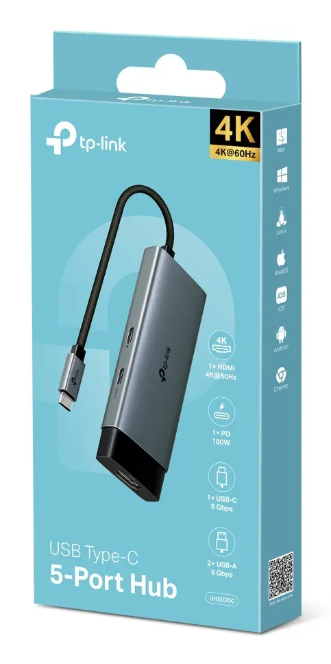 TP-Link UH5020C USB-C hub 5v1 (2x USB3.2Gen1,2xUSB-C3.2Gen1, 1xHDMI, PD 100W)