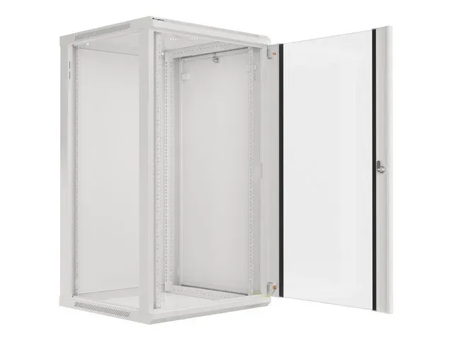 LANBERG 19" RACKOVÁ SKŘÍŇ PRO MONTÁŽ NA STĚNU 22U/600X600 (FLAT PACK) S PROSKLENÝMI DVEŘMI ŠEDÁ V2