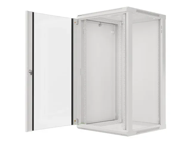 LANBERG 19" RACKOVÁ SKŘÍŇ PRO MONTÁŽ NA STĚNU 22U/600X600 (FLAT PACK) S PROSKLENÝMI DVEŘMI ŠEDÁ V2