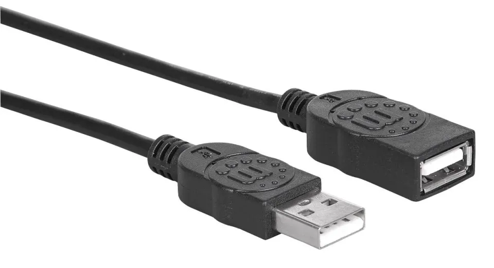 Manhattan USB kabel, USB 2.0, Male na Female, 480 Mbps, 1m, černá