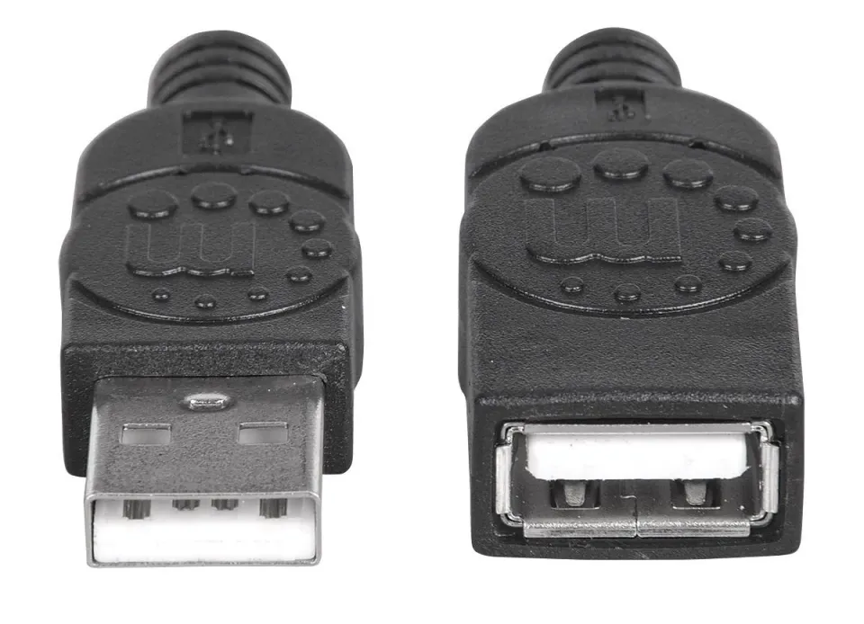 Manhattan USB kabel, USB 2.0, Male na Female, 480 Mbps, 1m, černá
