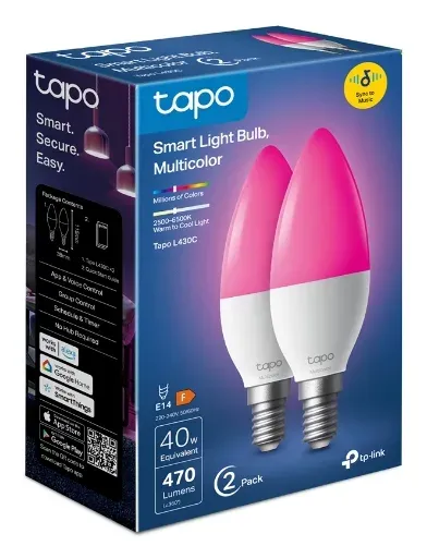 TP-Link Tapo L430C(4-pack) chytrá WiFi stmívatelná LED žárovka (barevná,2500K-6500K,470lm,2,4GHz,E14)