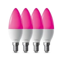 TP-Link Tapo L430C(4-pack) chytrá WiFi stmívatelná LED žárovka (barevná,2500K-6500K,470lm,2,4GHz,E14)