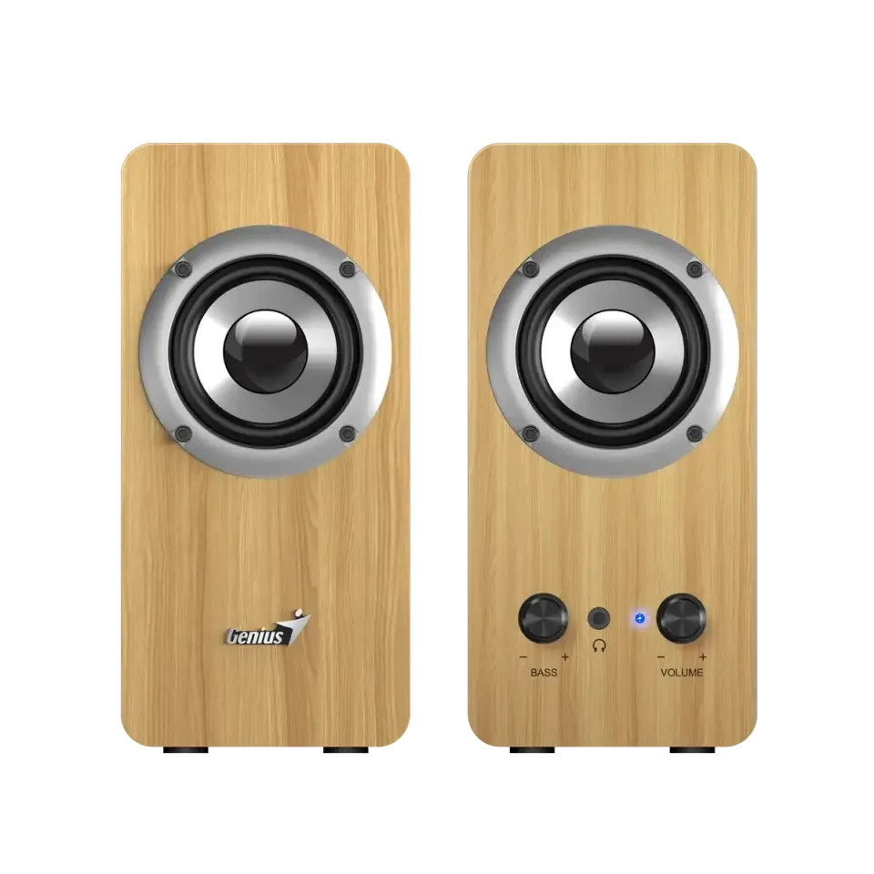 Genius SP-HF400 Reproduktory, 2.0, 10W, 3,5mm jack, dřevěné, světlé dřevo