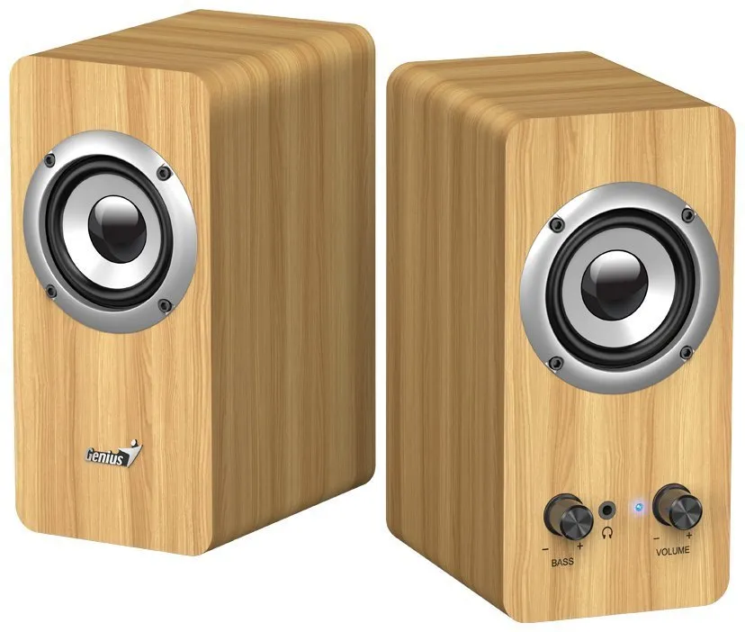 Genius SP-HF400 Reproduktory, 2.0, 10W, 3,5mm jack, dřevěné, světlé dřevo