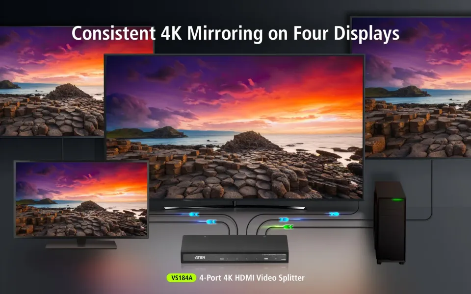 ATEN VS-184A 4-port HDMI rozbočovač 4K2K rozlišení (2160p Ultra HD)