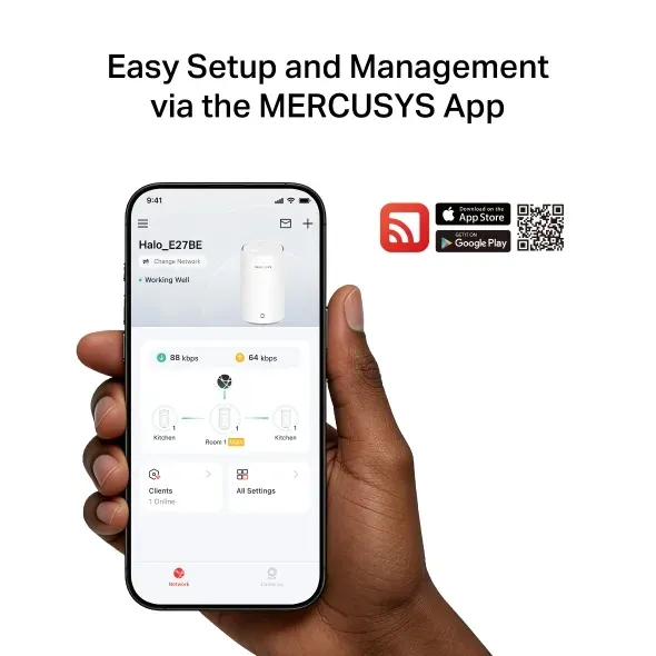 MERCUSYS Halo E27BE(2-pack) WiFi7 Mesh (BE3600,2,4GHz/5GHz,1x2,5GbELAN/WAN,2xGbELAN/WAN)