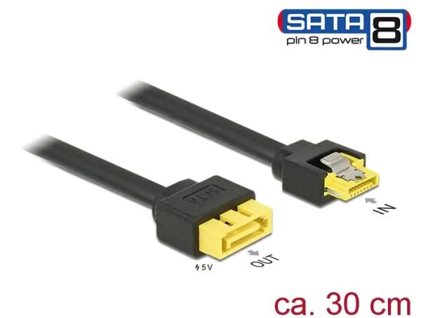 Delock Prodlužovací kabel SATA 6 Gb/s samice > SATA samec s pin 8 napájení latch
