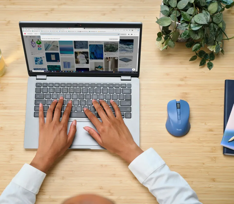 TRUST myš Mydo tichá bezdrátová myš, optická, USB, modrá