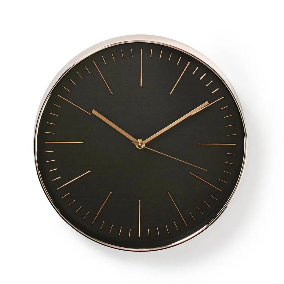 Nedis CLWA013PC30BK - Kulaté Nástěnné Hodiny | Průměr 30 cm | Černá a Růžové zla
